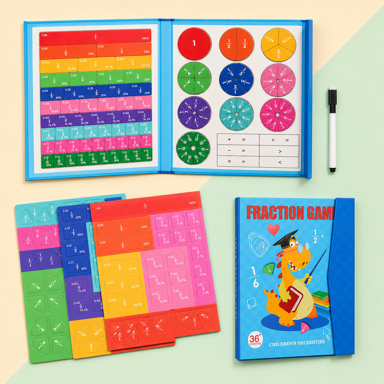 Toyella™ MathMaster Magnetic Fraction Board