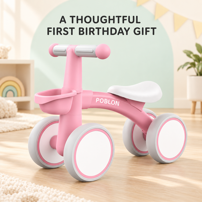 Pink Toyella FirstRide balance bike as a thoughtful first birthday gift