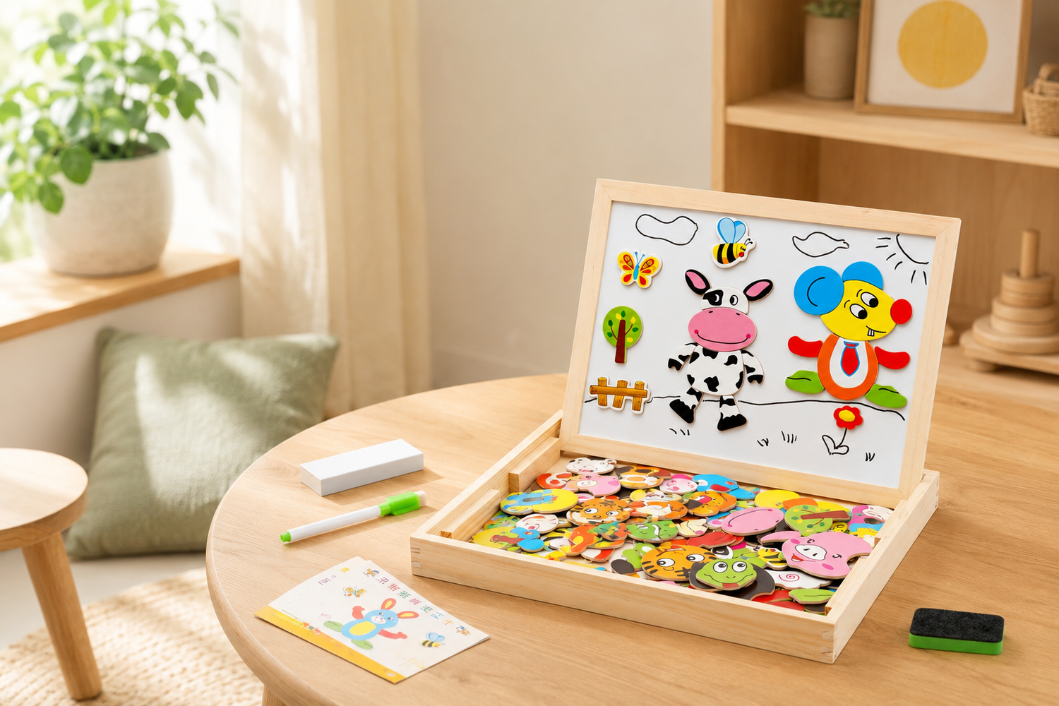 Toyella magnetic creative board in a calm home learning corner
