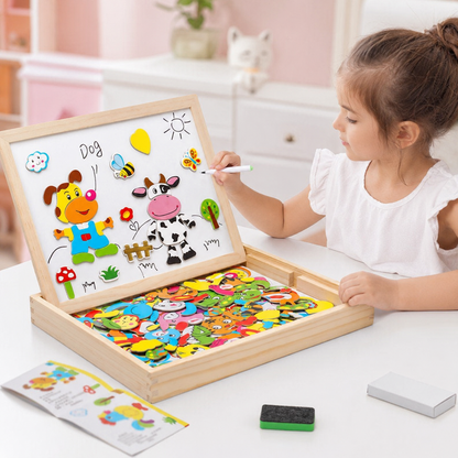 Child enjoying screen-free creative play with the Toyella Magnetic Creative Board